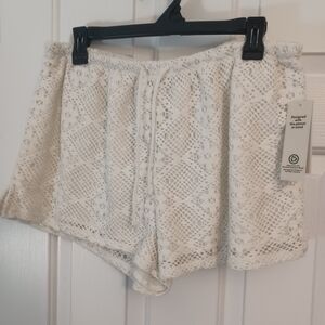 NEW NOBO Creme Lined Woven Shorts Cover Up Sz L